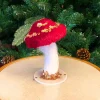 Big Red and Gold Mushroom Christmas Tabletop Decoration