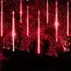 Set of 10 low voltage icicle snow tube lights 50cm tall with red LEDs