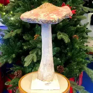 Pink Mushroom With Glitter Christmas Tabletop Decoration