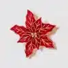 Red Flower With Gold Glitter Christmas Tree Decoration