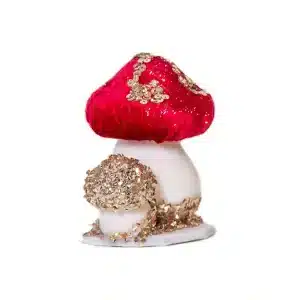 Small Red and Gold Mushroom Christmas Tabletop Decoration