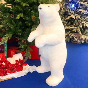 Standing White Bear With Gold Sparkles Christmas Decoration