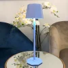 Touch control rechargeable table lamp in blue colour for indoor and outdoor use