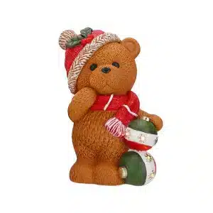 Christmas Teddy Bear With Baubles Table Top Indoor Decoration