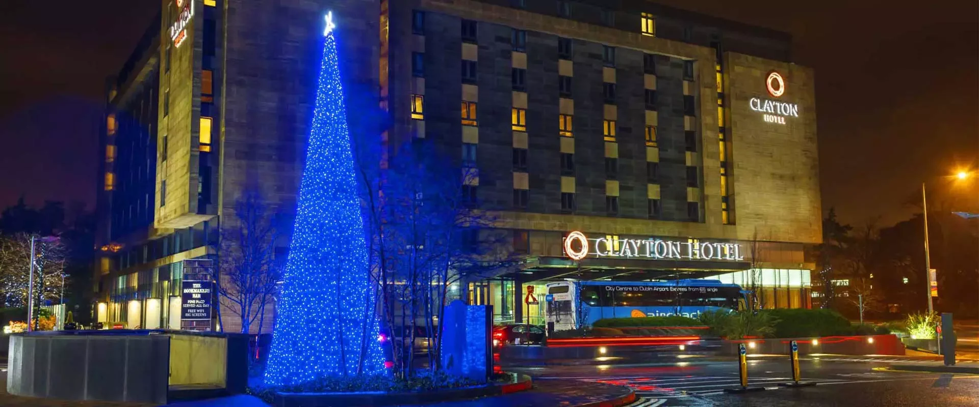 Giant Christmas tree supplied by Fantasy Lights at the Clayton Hotel in Leopardstown Dublin Ireland